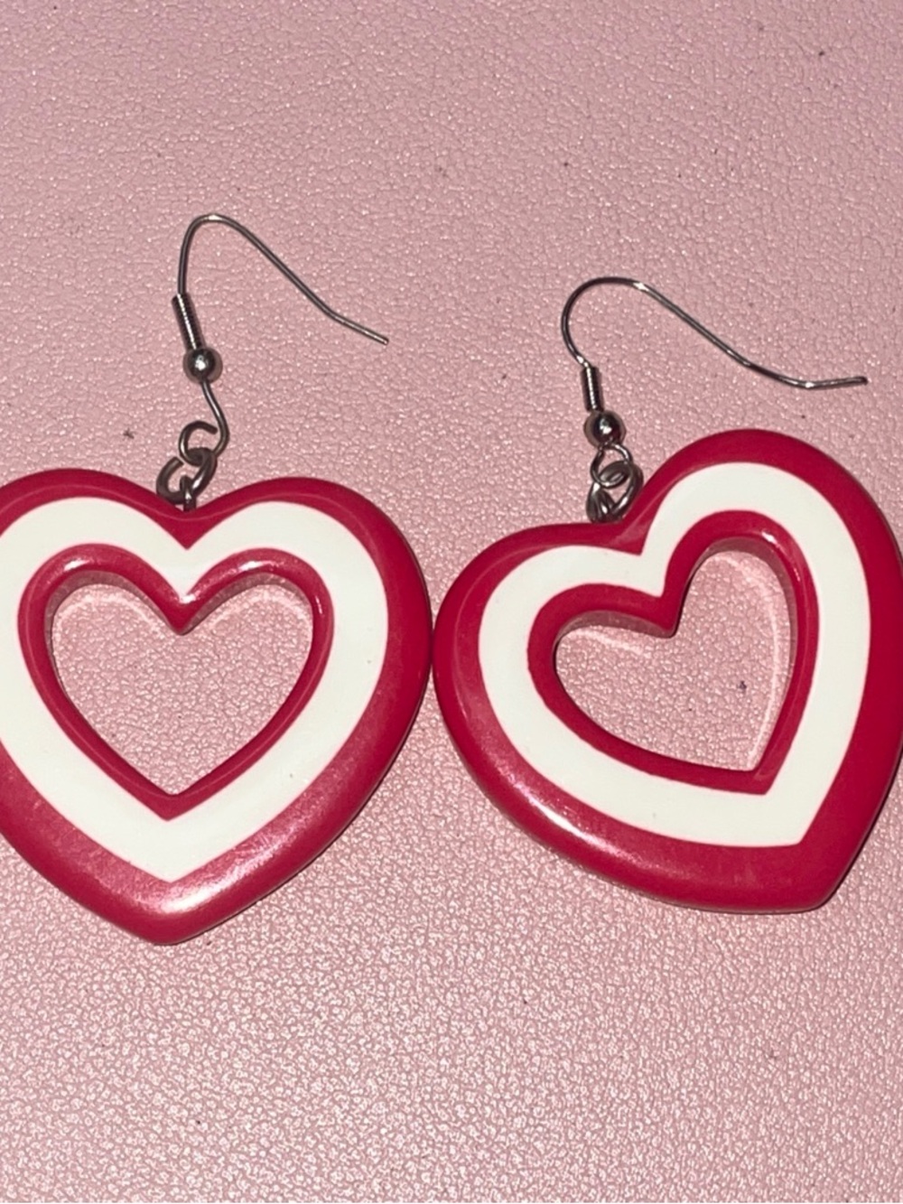 Y2K Heart Earrings Red White 2000s Cute Statement Jewelry